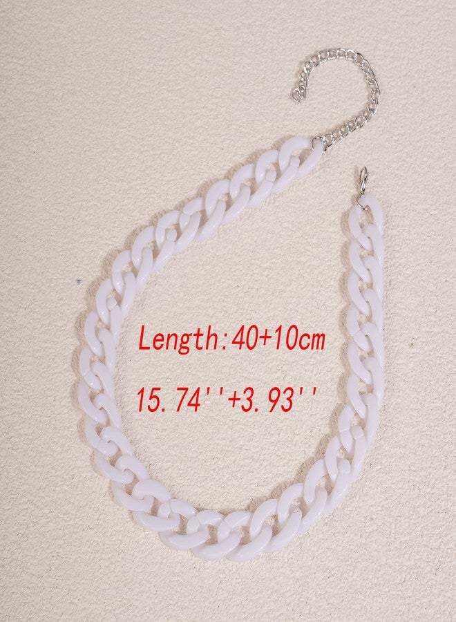 YERTTER Cute Colorful Acrylic Choker Chunky Chain Choker Necklace Resin Punk Chain Party Hip Hop (B-Pure White) - Image 4