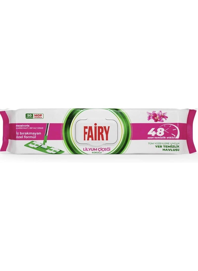 Fairy Lily Flower Cleaning Wipes (50) Sheets ) – Multi-Surface Antibacterial Wipes, Long-Lasting Freshness, Powerful Grease Removal - Image 1