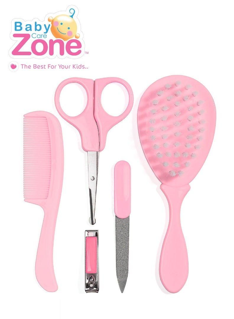 BABY ZONE Baby Care Zone Infant Grooming Set - 5 Pieces, Pink - Image 1