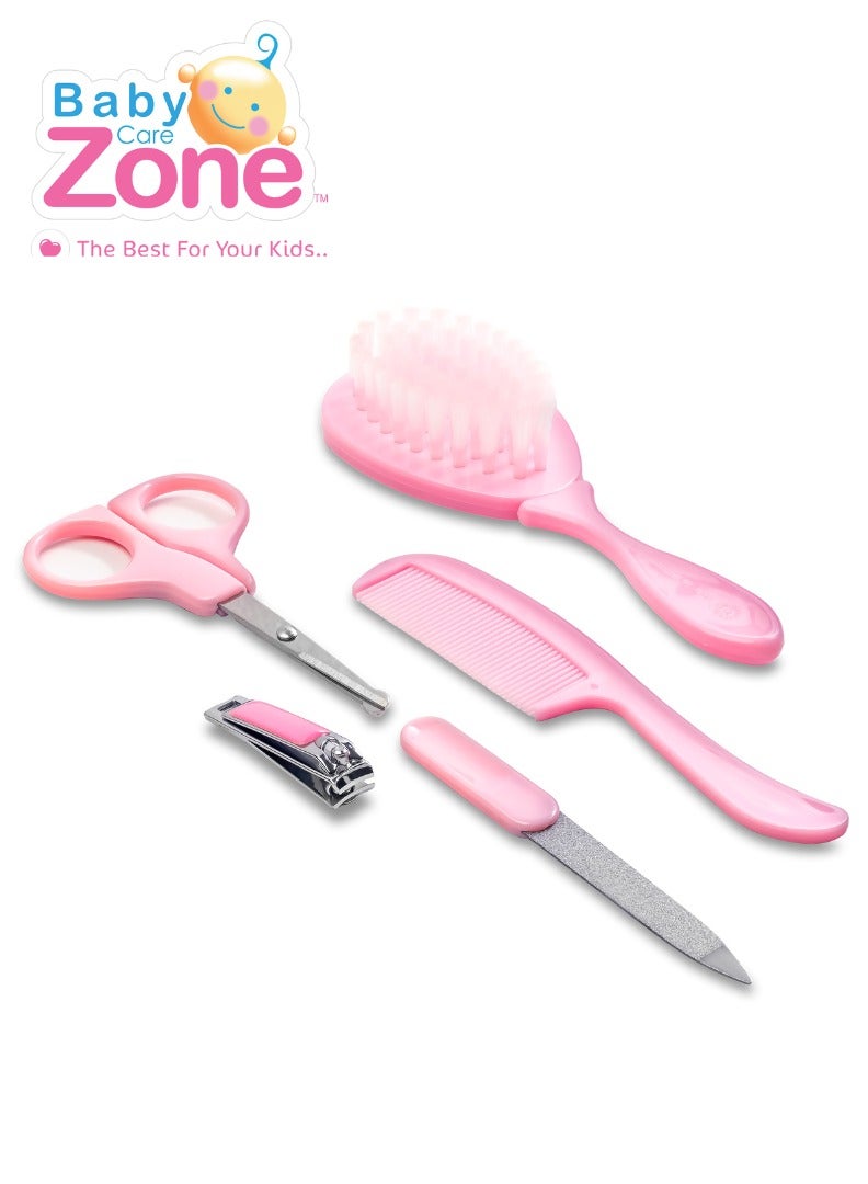 BABY ZONE Baby Care Zone Infant Grooming Set - 5 Pieces, Pink - Image 2
