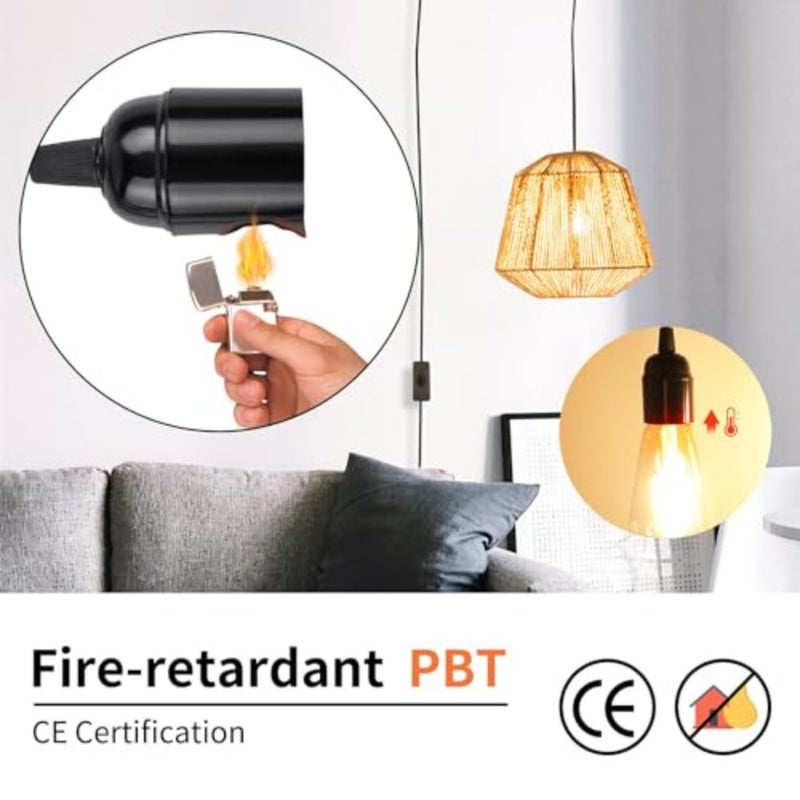 Plug-in Pendant Light Kit, 4 Pack Bulb Holder with Wire and Plug 3.47m Lamp Cord with Switch E27 Extension Cord Cable for Ceiling and Lantern Lighting - Image 2