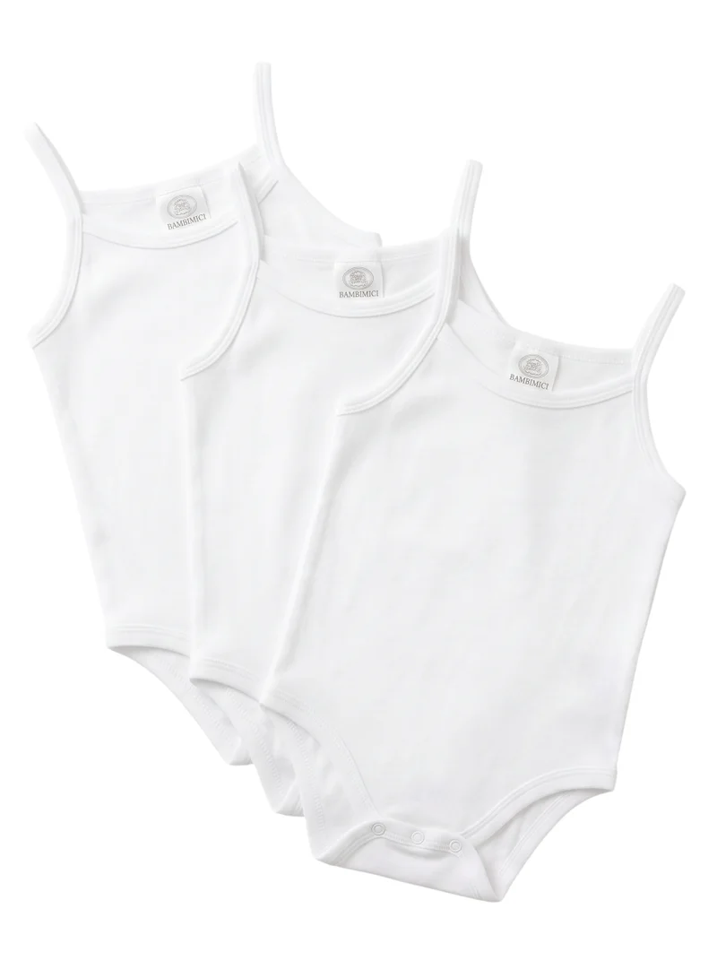 Bambimici 3-Pack White Baby Sleeveless Cotton Bodysuits – Soft Infant Tank Bodysuits