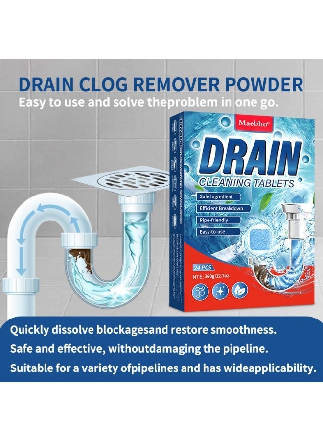 Maebho 24PCS Drain Cleaning Effervescent Tablets, Powerful Pipe Unclogger for Kitchen & Bathroom Drains, Fast-Acting Dredger & Deodorizer - Image 4