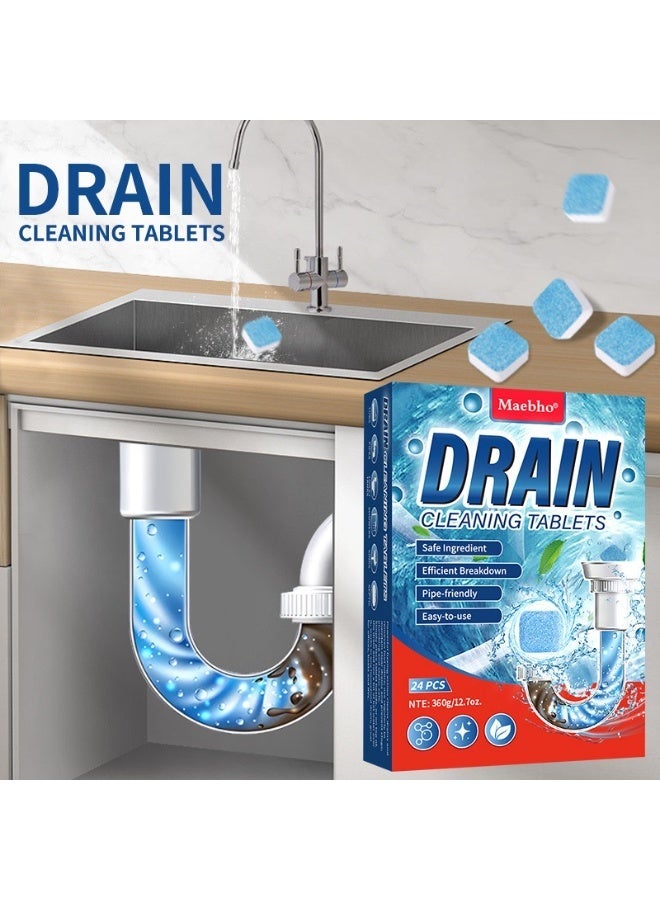 Maebho 24PCS Drain Cleaning Effervescent Tablets, Powerful Pipe Unclogger for Kitchen & Bathroom Drains, Fast-Acting Dredger & Deodorizer - Image 2