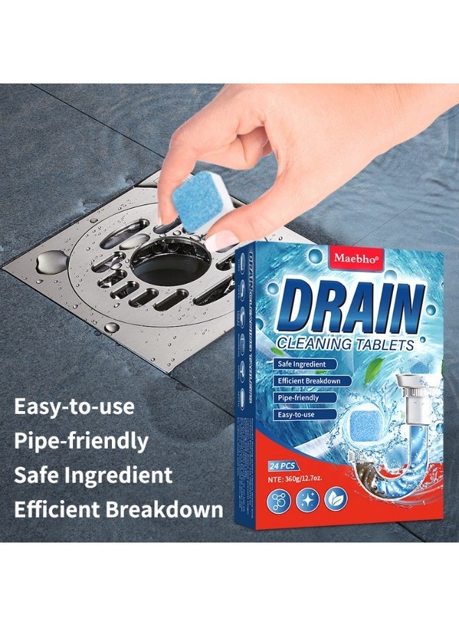 Maebho 24PCS Drain Cleaning Effervescent Tablets, Powerful Pipe Unclogger for Kitchen & Bathroom Drains, Fast-Acting Dredger & Deodorizer - Image 3