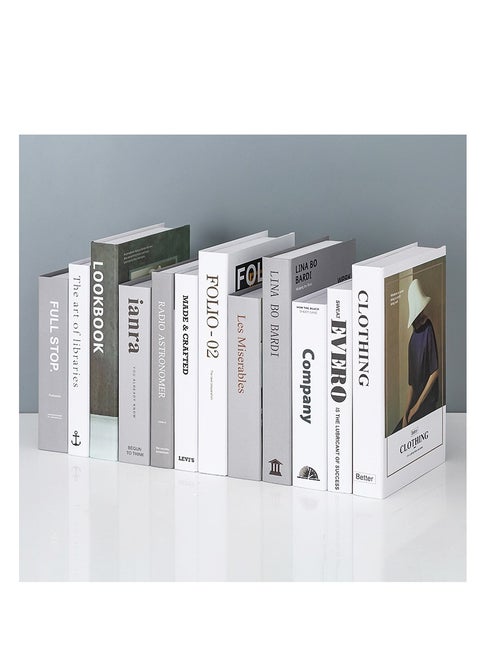 12 Pcs Decorative Books Bundle of Designer Book Decor Inspired, FAKE Books for Display NO PAGES, Office & Rustic Home Decor, Bookshelf, Living Room, Coffee Table Books, Fold yourself