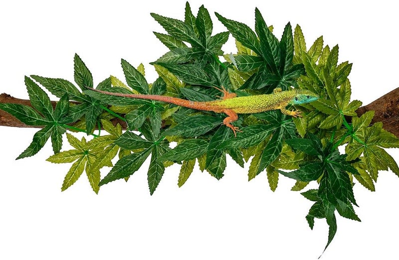 FiveBull 2 Pack Reptile Silk Plants with Suction Cups - Realistic Climbing Vines & Grass Leaves for Terrarium Decor, Amphibian Habitat Tank Accessories (Durable & Easy to Install) - Image 5
