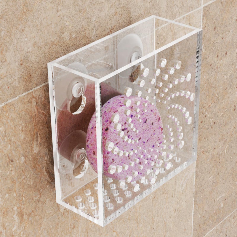 NiHome Acrylic Shower Steamer Tray Clear Shower Steamer Holder with 4 Suction Cups and SelfAdhesive Tape Extends Fragrance Duration Prevents Stepping and Drain Clogs Fits Smooth Shower Surfaces - Image 3