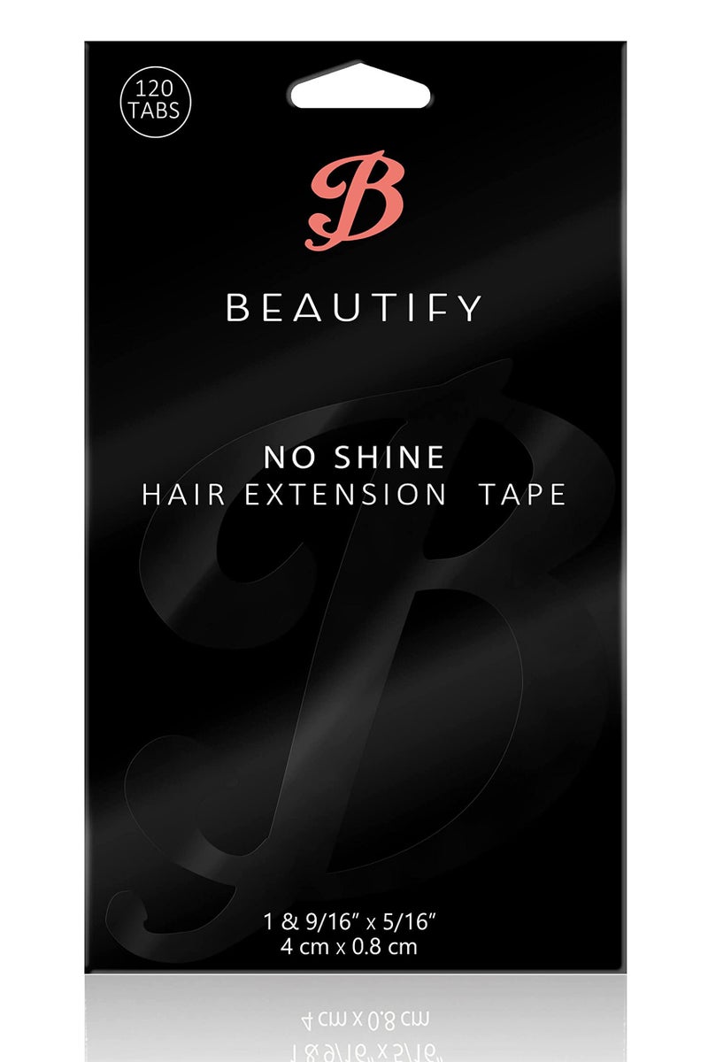 Walker Tape No Shine by BEAUTIFY Hypoallergenic Double Sided Hair Extension Tape, 4 cm x 0.8 cm, 120 Pre-Cut Tabs, One Color - Image 1