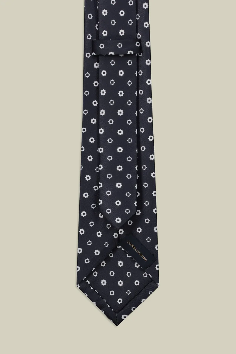 Doppelganger Blue Men's micro patterned tie - DK Blue for Men | Best Price UAE