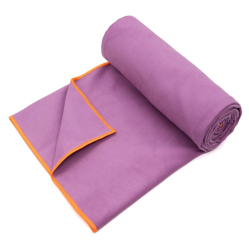 Eunzel Hot Yoga Towel Non-Slip Yoga Mat Towel Ultra-Absorbent Microfiber Towel for Hot Yoga, Pilatesï¼ŒBikram and Workout 26.5"x 72", Purple/Orange - Image 2