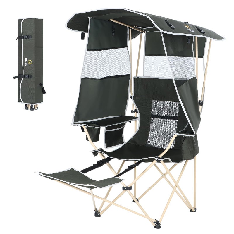 Nice C Chair with Canopy, Umbrella Chairs, Chair with Shades, Sports Chairs, w/Removable Footrest, Cooler Bag, Cup Holder for Camping, Fishing, Sports, Soccer, Beach (1-P Green) - Image 1