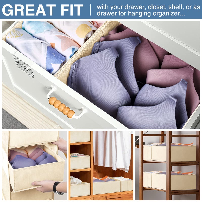 Criusia Drawer Organizer Clothes 12 Pack, Dresser Organizer for Nursery Bedroom Closet Organization and Storage - Baby Clothes Organizer Bins - Drawer Divider for Sock Underwear Bra Ties (Beige) - Image 4