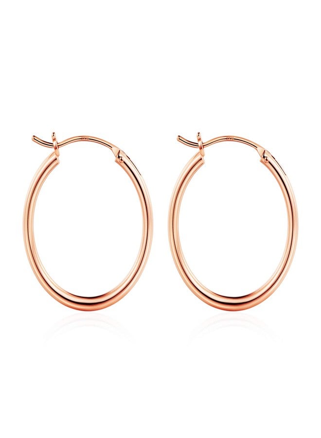M MOOHAM Hoop Earrings for Women - Small Hypoallergenic Chunky Mini Dainty Tiny Rose Gold Plated Hoop Earrings for Women Jewelry 25mm - Image 1