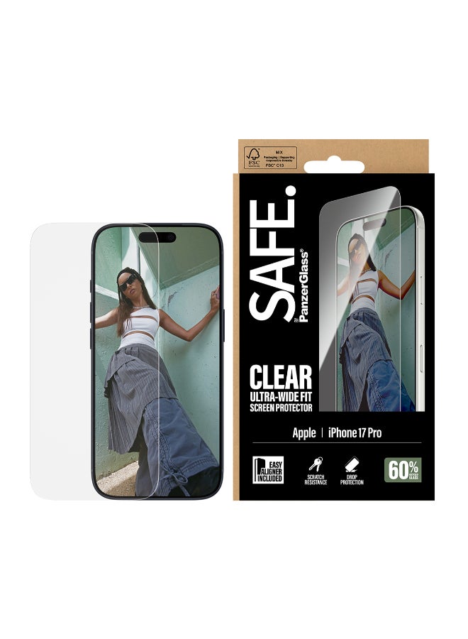 SAFE iPhone 17 Pro Screen Protector 6.3", Ultra Wide Fit Tempered Glass, Edge to Edge Drop Protection, Scratch Resistant, Case Friendly, w/ Easy Install Aligner - Clear - Image 1