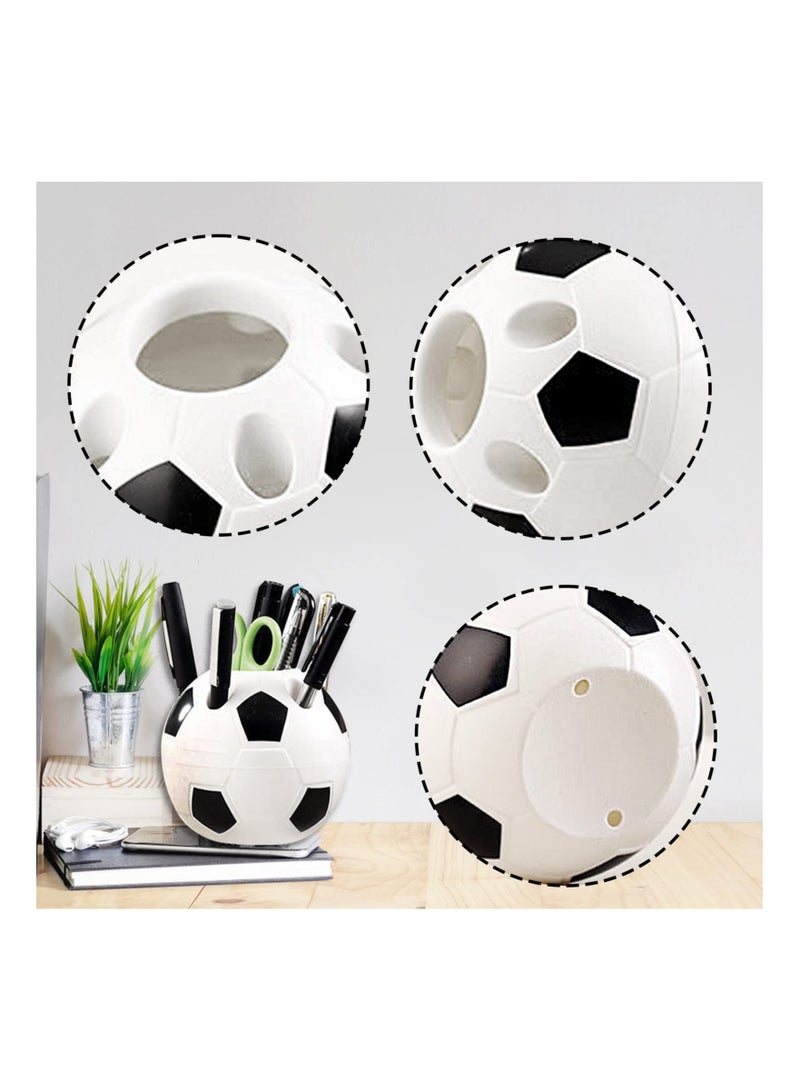 SYOSI 2 Pieces Soccer Pen Holder, SYOSI Creative Football Pen Holder, Desktop Pencil Holder for Office School, Pen Organizer Desk Decor for Kids Gifts (Black and Red) - Image 2