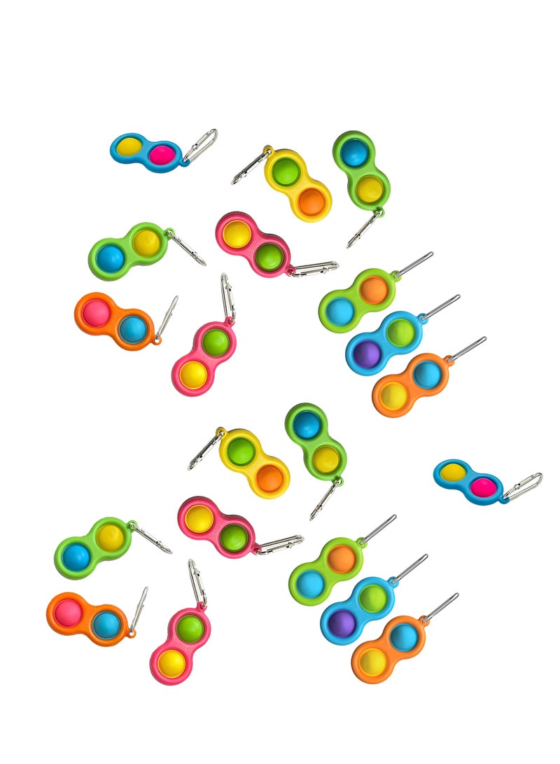 20 Pcs Simple Dimple Antistress Sensory Fidget Key Chain Toy Assorted Color  - Image 1