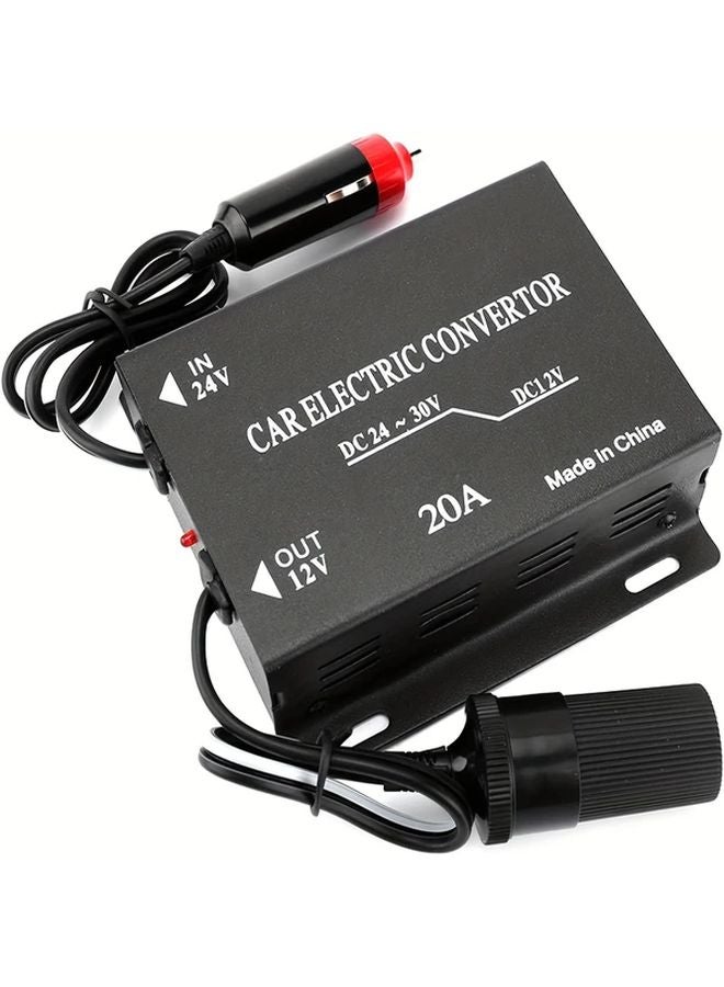 24V To 12V 20A DC Power Converter With Cigarette Lighter Plug Common Style - Image 2