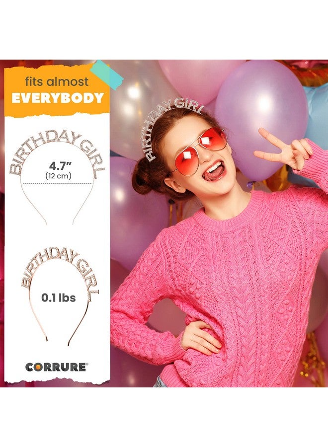 CORRURE Birthday Headband Rhinestone Tiara For Girls Rose Gold Birthday Crown Headpiece Party Hair Accessories For Girls And Women Sweet 16 18Th 21St 25Th Any Other Bday Party Decorations Supplies - Image 5