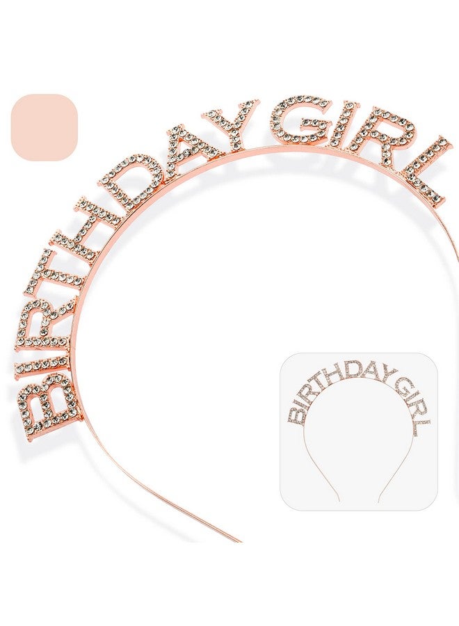 CORRURE Birthday Headband Rhinestone Tiara For Girls Rose Gold Birthday Crown Headpiece Party Hair Accessories For Girls And Women Sweet 16 18Th 21St 25Th Any Other Bday Party Decorations Supplies - Image 2