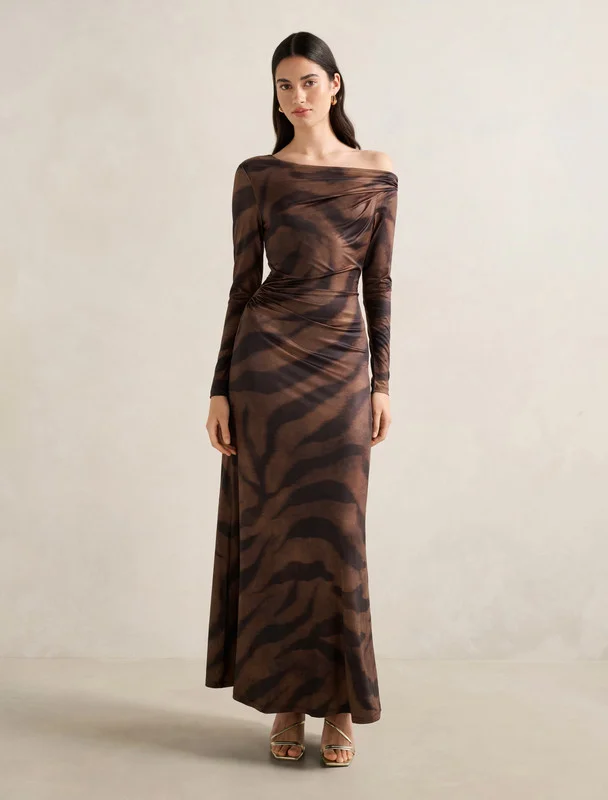 forever new Aimee One Shoulder Print Maxi