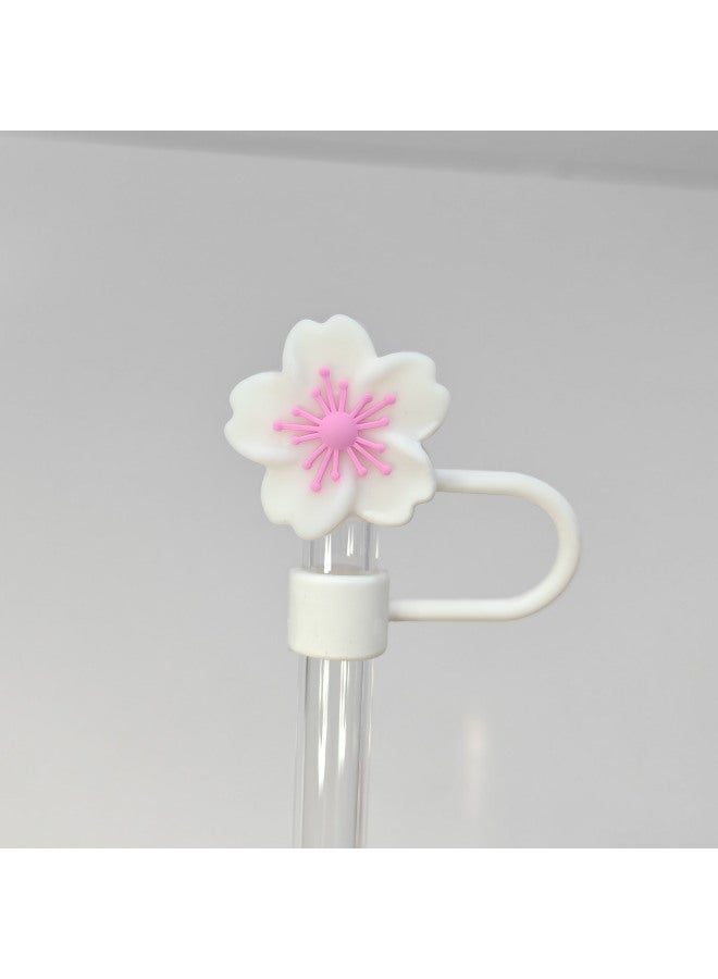 10mm Begonia Flower Straw Dust Cap Straw Sleeve Flower Stanley Stanley Straw Cap-Color:White Powder  - Image 1