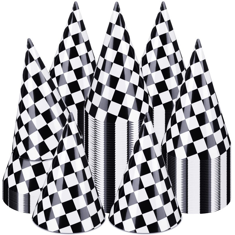 Teling 30 Pieces Birthday Party Hats CarCow Themed Paper Cone Hat Birthday Party Supplies Decorations for Kids Race Car - Image 3