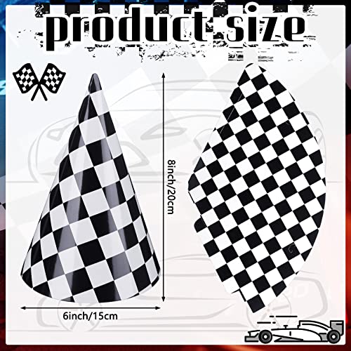 Teling 30 Pieces Birthday Party Hats CarCow Themed Paper Cone Hat Birthday Party Supplies Decorations for Kids Race Car - Image 5