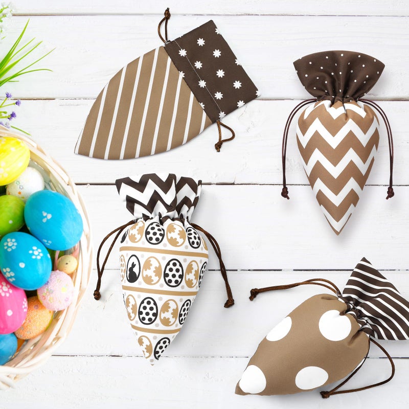 SilTriangle 24 Pcs Easter Carrot Shaped Treat Bags Easter Basket Stuffers Fabric Drawstring Candy Gift Goodie Bags for Egg Hunt Outdoor Party Supplies (Natural) - Image 5