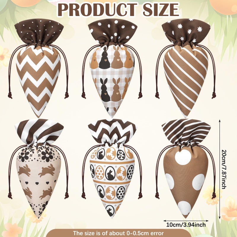 SilTriangle 24 Pcs Easter Carrot Shaped Treat Bags Easter Basket Stuffers Fabric Drawstring Candy Gift Goodie Bags for Egg Hunt Outdoor Party Supplies (Natural) - Image 2