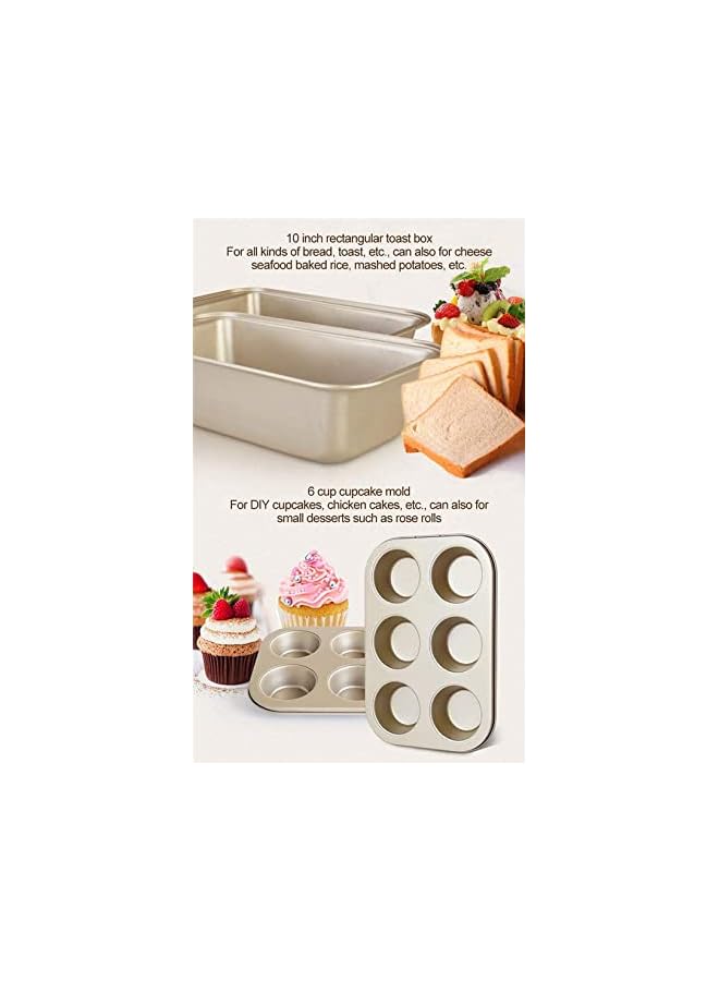 PROMASS Bakeware Set 5-Pieces Carbon Steel Nonstick Baking Pans Oven Baking Set with Springform Pan,6-Cup Muffin Pan,Square Roasting Pan,Pizza Baking Tray,Rectangular Toast Box, Kitchen Baking Tools - Image 5