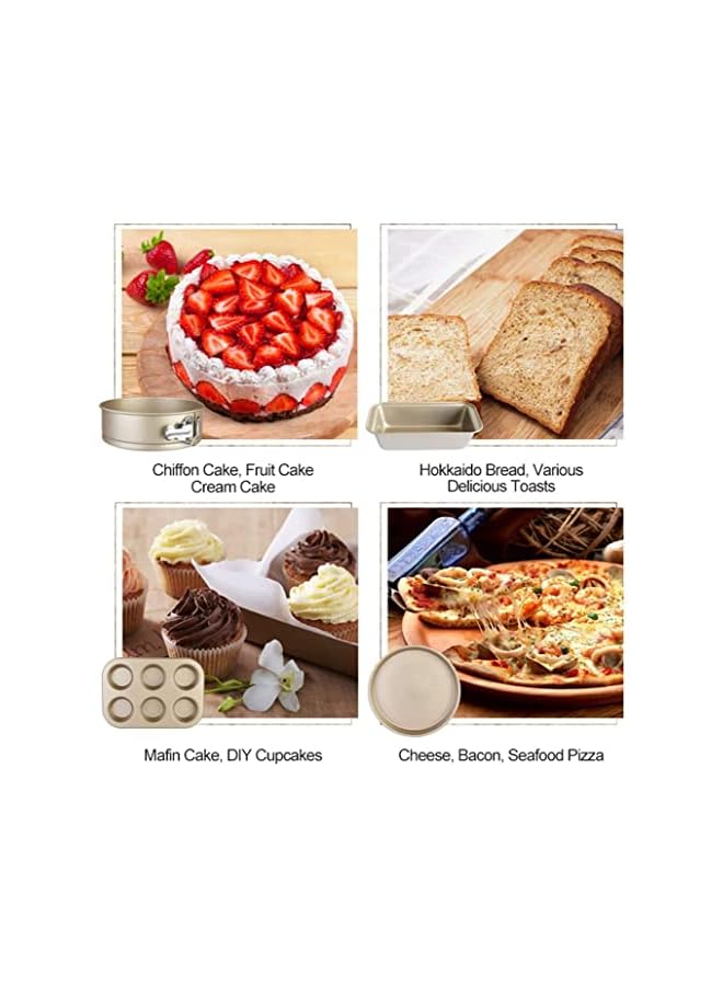 PROMASS Bakeware Set 5-Pieces Carbon Steel Nonstick Baking Pans Oven Baking Set with Springform Pan,6-Cup Muffin Pan,Square Roasting Pan,Pizza Baking Tray,Rectangular Toast Box, Kitchen Baking Tools - Image 3