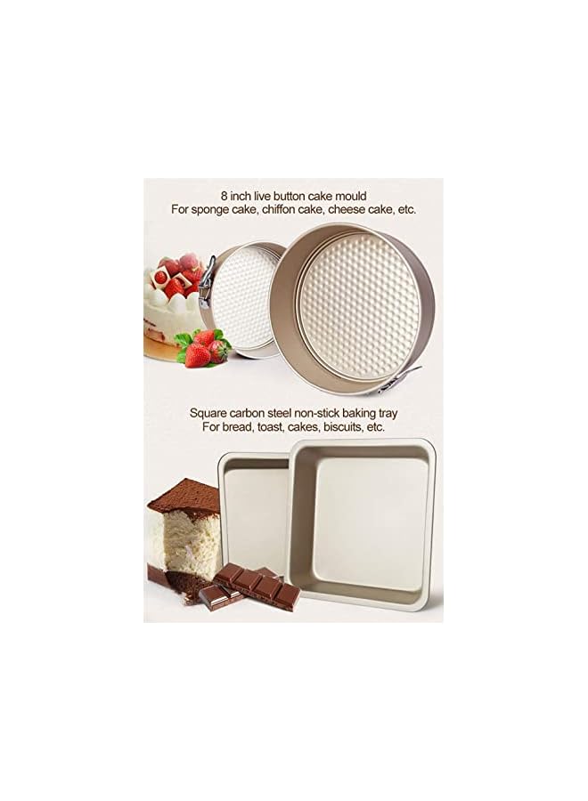 PROMASS Bakeware Set 5-Pieces Carbon Steel Nonstick Baking Pans Oven Baking Set with Springform Pan,6-Cup Muffin Pan,Square Roasting Pan,Pizza Baking Tray,Rectangular Toast Box, Kitchen Baking Tools - Image 4