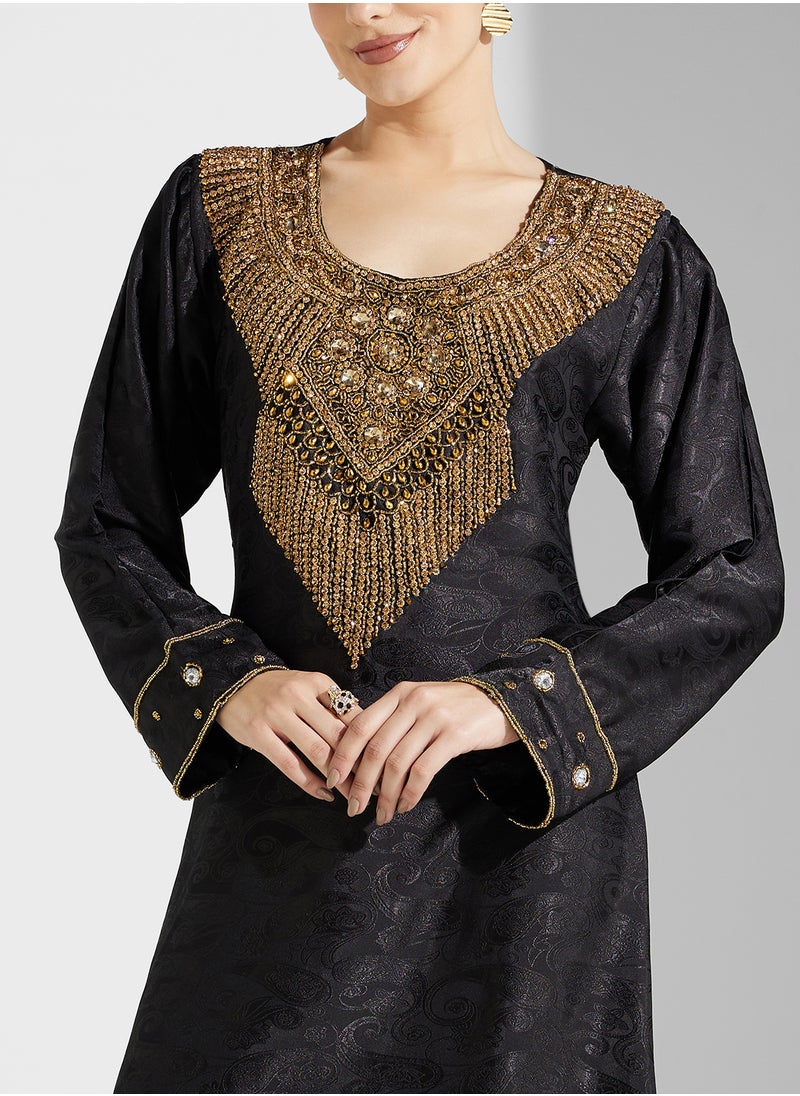 ARABIAN CLOSET Embellished Belted Jalabiya  - Image 3