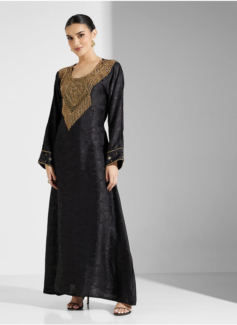 ARABIAN CLOSET Embellished Belted Jalabiya  - Image 4