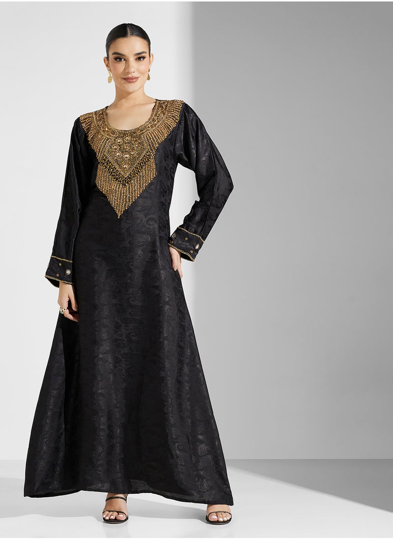 ARABIAN CLOSET Embellished Belted Jalabiya  - Image 1