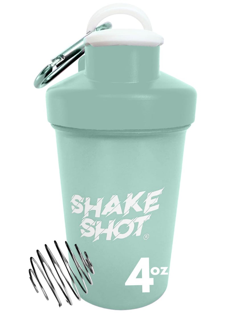 Shake Shot Black 4oz Mini Shaker Bottle for Pre Workout Creatine Small Scoop Supplements Not for Protein Clip Shaker Ball
