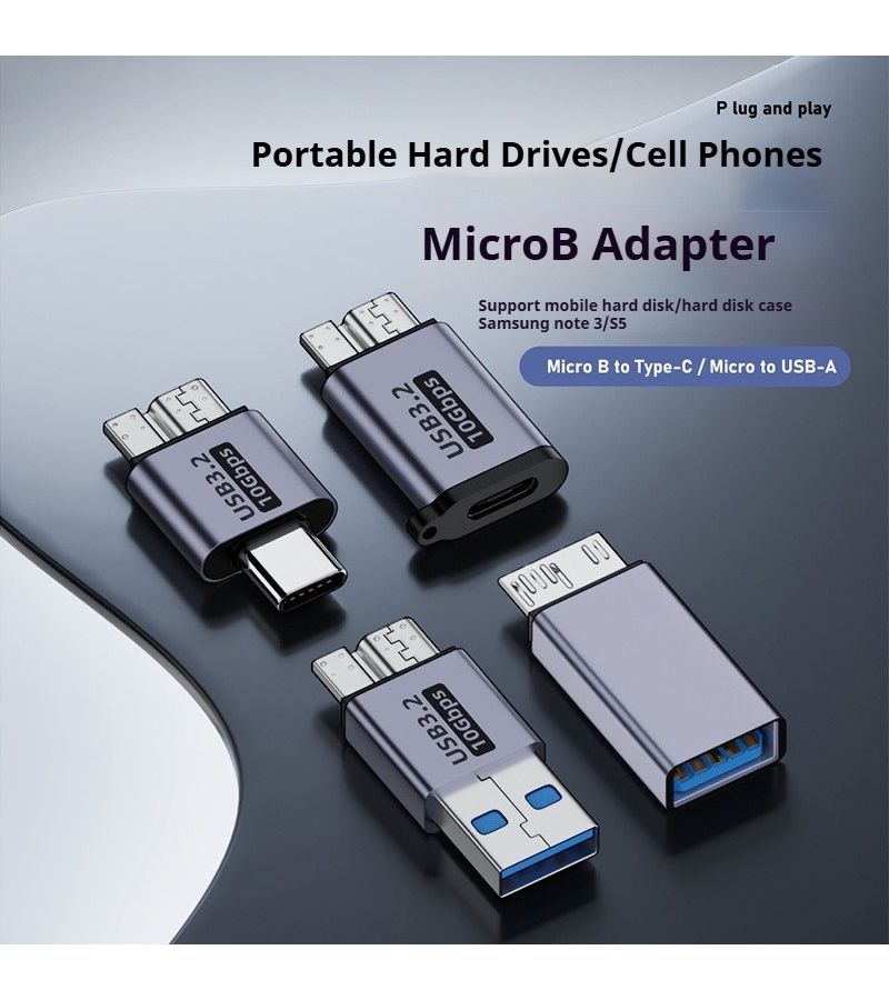 USB Male to Micro B Hard Drive Adapter 4 Pack USB 3.1 Extension Cable 10Gbps Data Power Compatible With External Hard Drive Laptop Tablet Phone - Image 1