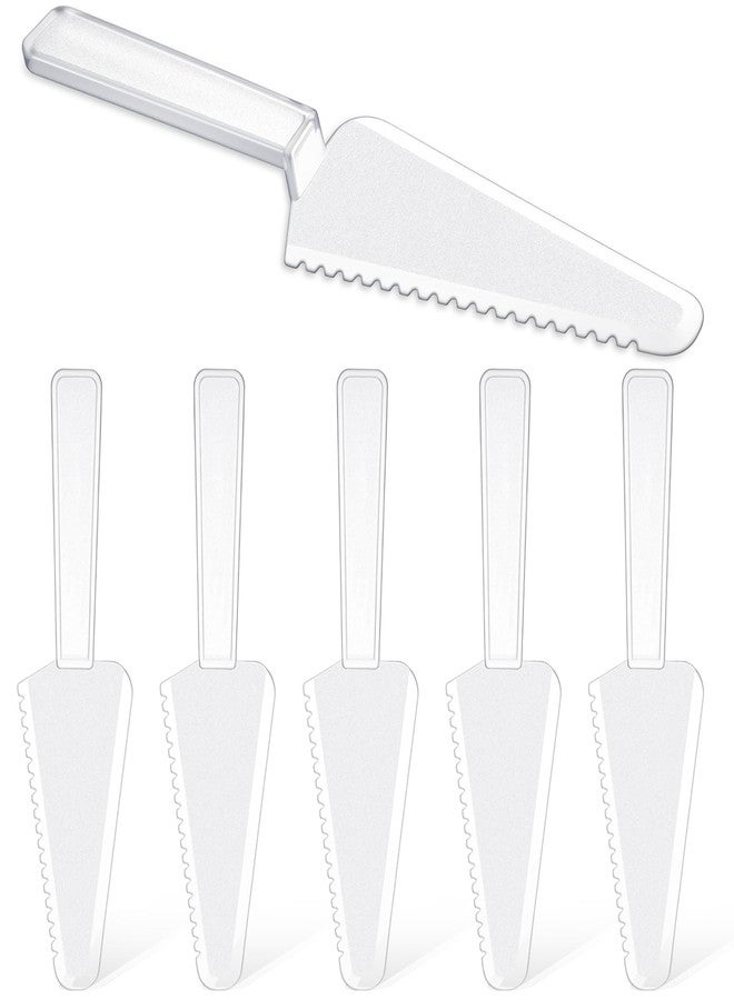 Zelphvt 6 Pcs Plastic Cake Cutter Disposable Plastic Pie Server 9.1 Inch Pie Spatula Server Pies Pizza Pastry Slicer Serving Utensils for Kitchen Wedding Buffet Clear - Image 1