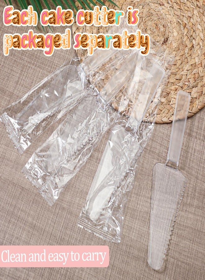Zelphvt 6 Pcs Plastic Cake Cutter Disposable Plastic Pie Server 9.1 Inch Pie Spatula Server Pies Pizza Pastry Slicer Serving Utensils for Kitchen Wedding Buffet Clear - Image 3