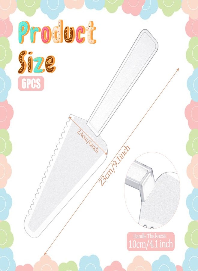 Zelphvt 6 Pcs Plastic Cake Cutter Disposable Plastic Pie Server 9.1 Inch Pie Spatula Server Pies Pizza Pastry Slicer Serving Utensils for Kitchen Wedding Buffet Clear - Image 2