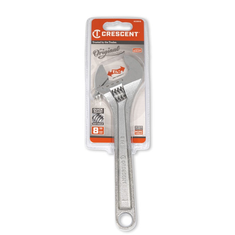 Crescent 8" Adjustable Wrench - Carded - AC28VS, Chrome - Image 2