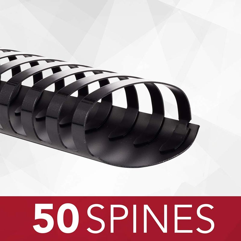 GBC Binding Spines / Spirals / Coils, 2" Diameter, 500 Sheet Capacity, CombBind, Black, 50 Pack (4200022) - Image 2