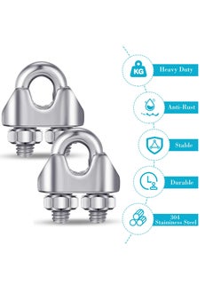 Excefore Stainless Steel Wire Rope Cable Clip Clamp, 50 Pcs 1/8 Inches M3 304 Stainless Steel Steel Clips, Wire Cable Clamp, Wire Rope Clips, U Bolt Saddle Fastener  - Image 4