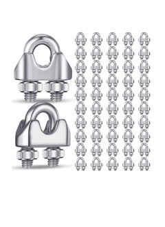 Excefore Stainless Steel Wire Rope Cable Clip Clamp, 50 Pcs 1/8 Inches M3 304 Stainless Steel Steel Clips, Wire Cable Clamp, Wire Rope Clips, U Bolt Saddle Fastener  - Image 1
