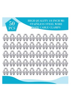 Excefore Stainless Steel Wire Rope Cable Clip Clamp, 50 Pcs 1/8 Inches M3 304 Stainless Steel Steel Clips, Wire Cable Clamp, Wire Rope Clips, U Bolt Saddle Fastener  - Image 2