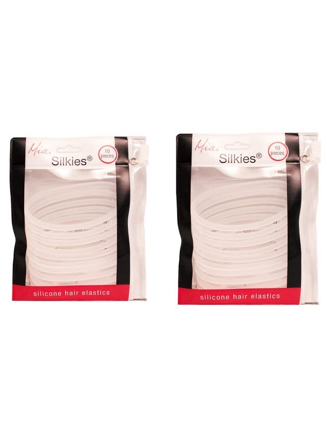 Mia Silkies Hair Ties Silicone Hair Elastics Lasts 10 Times Longer Than Rubber Bands Ponytail Holders For Thick Hair Women Teens Athletes Girls Translucent Clear Color 2Pks/20Pcs - Image 2