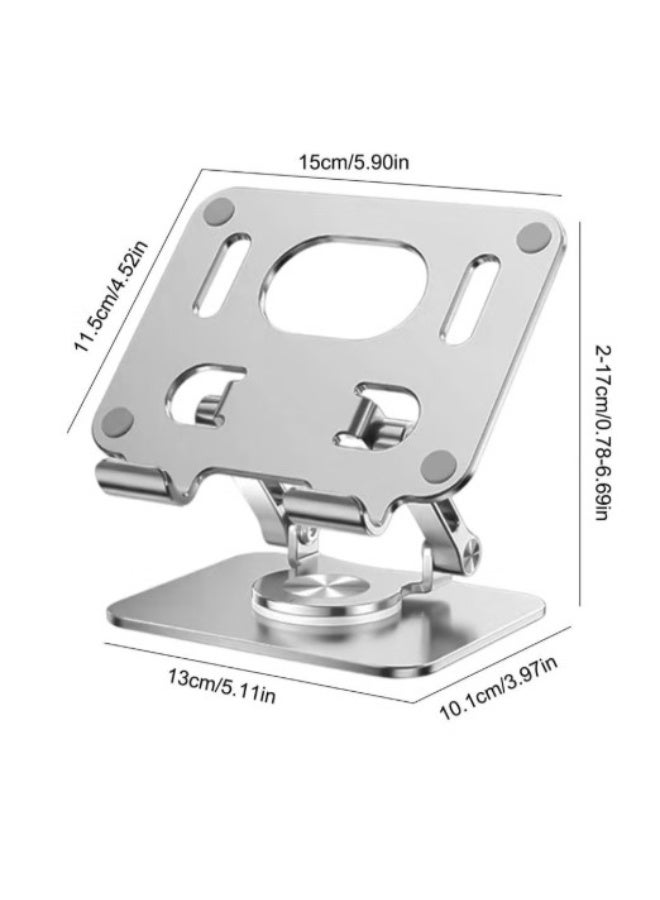 Terabyte iPad Stand 360° Rotatable Metal Tablet & Phone Stand for Desk | Adjustable Foldable Mount Compatible with iPad Pro/Air/Mini, Galaxy Tab, iPad 12.9, Drawing Set (Silver) - Image 1