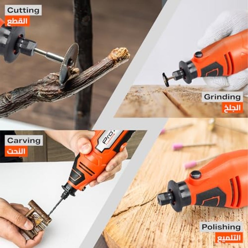 Pro7 Rotary Tool Kit 234 Piece with 6 Variable Speeds - BS Plug Anti-Vibration Precision Mini Rotary Accessories - Ideal for Sanding, Polishing, Carving, Drilling, Cutting, and Woodworking - Image 3