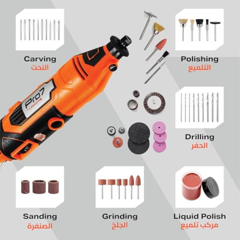 Pro7 Rotary Tool Kit 234 Piece with 6 Variable Speeds - BS Plug Anti-Vibration Precision Mini Rotary Accessories - Ideal for Sanding, Polishing, Carving, Drilling, Cutting, and Woodworking - Image 5